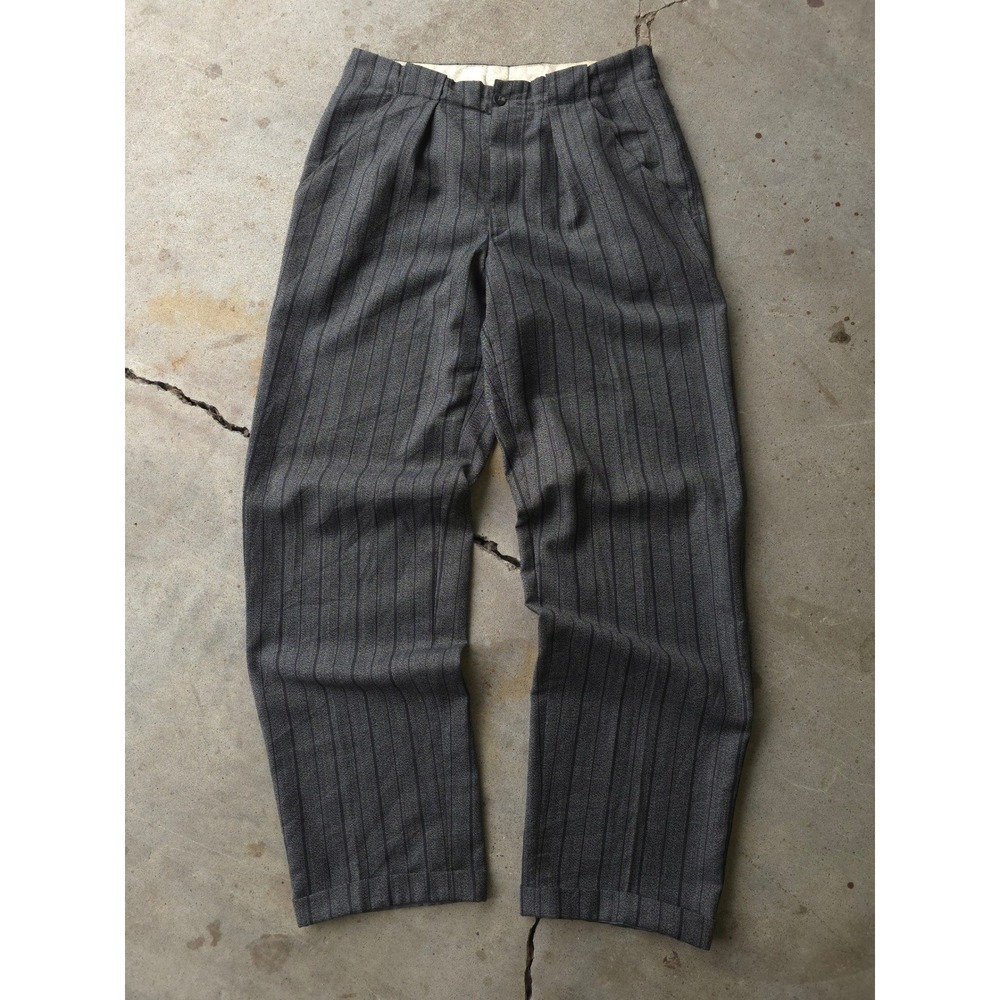 Vintage 80s Rosner Grey Morning Pants 31x31 Pinstripe Wool Blend Germany